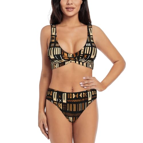 Maillot de bain 2 pièces imprimé tribal africain confectionné en tissu de qualité supérieure