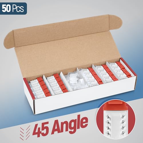 Image of Everest 45 Degree RJ45 Cat6 Keystone Jacks Slim Profile 50-Pack Orange | Compatible with 45 Angled Speed Termination Tool - 45Term (B0BL3GS7ZY)