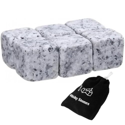 ウイスキース​​トーン 花崗岩 冷却岩 シッピング アイスキューブ 再利用可能 ウイスキー 冷却石 バー ワインクーラー グレー 6個セットのサムネイル