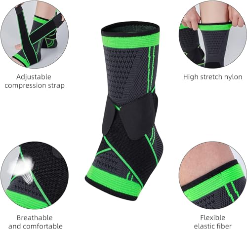 Image of TCCO ENTERPRISE Neoprene 2 Packs Breathable Ankle Brace, Ankle Support Sleeve With Compression Ankle Wrap For Plantar Fasciitis, Ankle Sprain, Ankle Swelling, Joint Pain, Fits All For Women Men