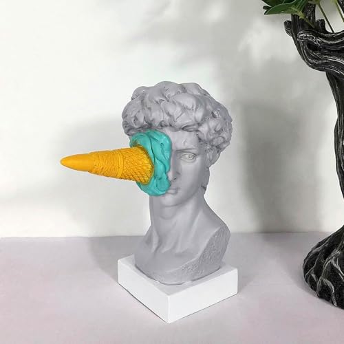 Estatua decorativa cabeza David helado de resina azul 16cm miniatura 7