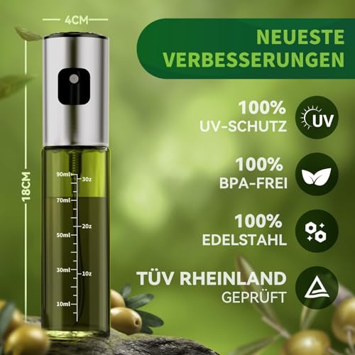 BETA NOBLE〖Verstärkte〗Ölsprüher zum Kochen, Öl Sprühflasche, Ölspray zum Kochen, Olivenölsprüher für Salat, Grillen… – Ansicht 2