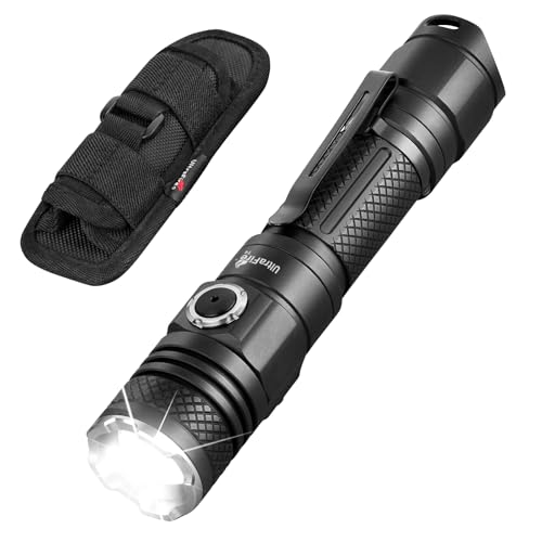UltraFire Linterna LED con funda, 1200 lúmenes, linterna táctica con batería, zoomable...