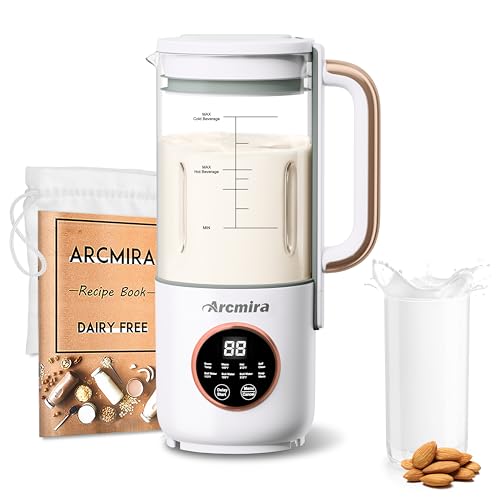 8 in 1 Automatic Nut Milk Maker, 35 oz(1000ml) Homemade Oat, Soy, Plant-Based and Dairy Free Beverages, Almond Milk Maker with Delay Start/Keep Warm/Boil Water, Soy Milk Maker with Nut Milk Bag