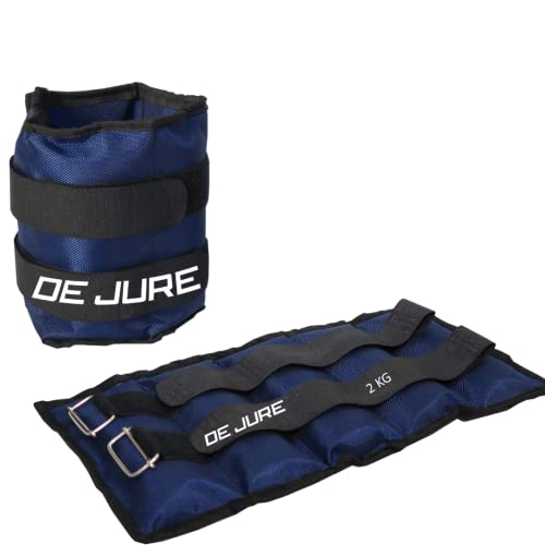 Image of DE JURE FITNESS Ankle & Wrist Weight Pair, Adjustable Strap, 2KG Pair (2Kg x 2 = 4kg) (E) Blue