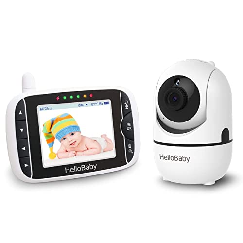 HelloBaby Babyphone Kamera, 3,2 Zoll Babyphone mit Videokamera, 360 ° PTZ Babykamera mit VOX, Nachtsicht, Temperatursensor, 2-Wege-Audio, Videotelefon für Babys Cover