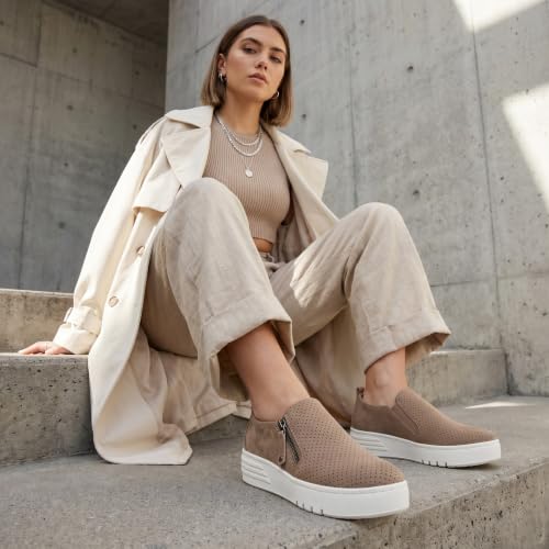 Image of CUSHIONAIRE Platform Slip On Womens Sneakers, Casual Perforated Fashion Sneakers for Women with Supportive Comfort Design, Wide Widths Available