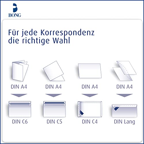 Bong Faltentaschen C4 (125 Stück) 324x229x40 mm | haftklebende Faltentaschen mit Klotzboden und Seitenfalte | Versandtaschen C4 fadenverstärkt mit blauem Innendruck | Umschläge 130g/m² | Weiß