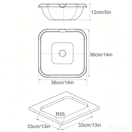 Fregadero acrílico para cocina pequeña con kit de drenaje completo 3