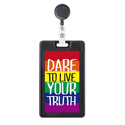Badge LGBT arc-en-ciel étui rétractable anti-perte pour carte d'accès