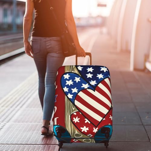 Travel Luggage Cover America Heart Fashion Washable Baggage Suitcase Protector Fit For Luggage Small 7