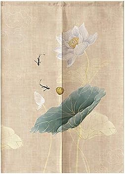 MYRU Lotus Pattern Japanese Noren Tapestry Bedroom Divider Door Curtain Lotus-D,33 by 59 Inch