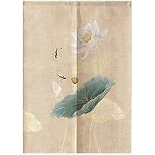 MYRU Lotus Pattern Japanese Noren Tapestry Bedroom Divider Door Curtain Lotus-D,33 by 59 Inch