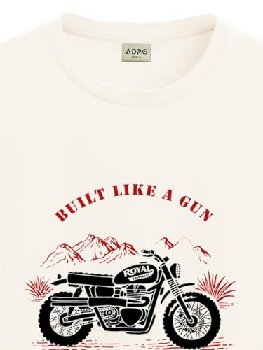 Image of ADRO Men's Royal Bike Design Printed 100% Cotton T-Shirt - Regular Fit, Printed T-Shirts for Men