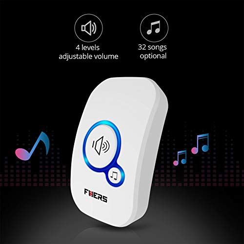 Sonnette de porte intelligente étanche avec alarme et 32 chansons intégrées