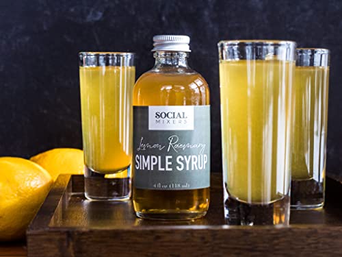 Social Mixers Lemon Rosemary Simple Syrup | Perfect For Cocktails, Mocktails, Tea, Natural Sodas | All Natural | Non-Gmo | 8 Oz #TOP5
