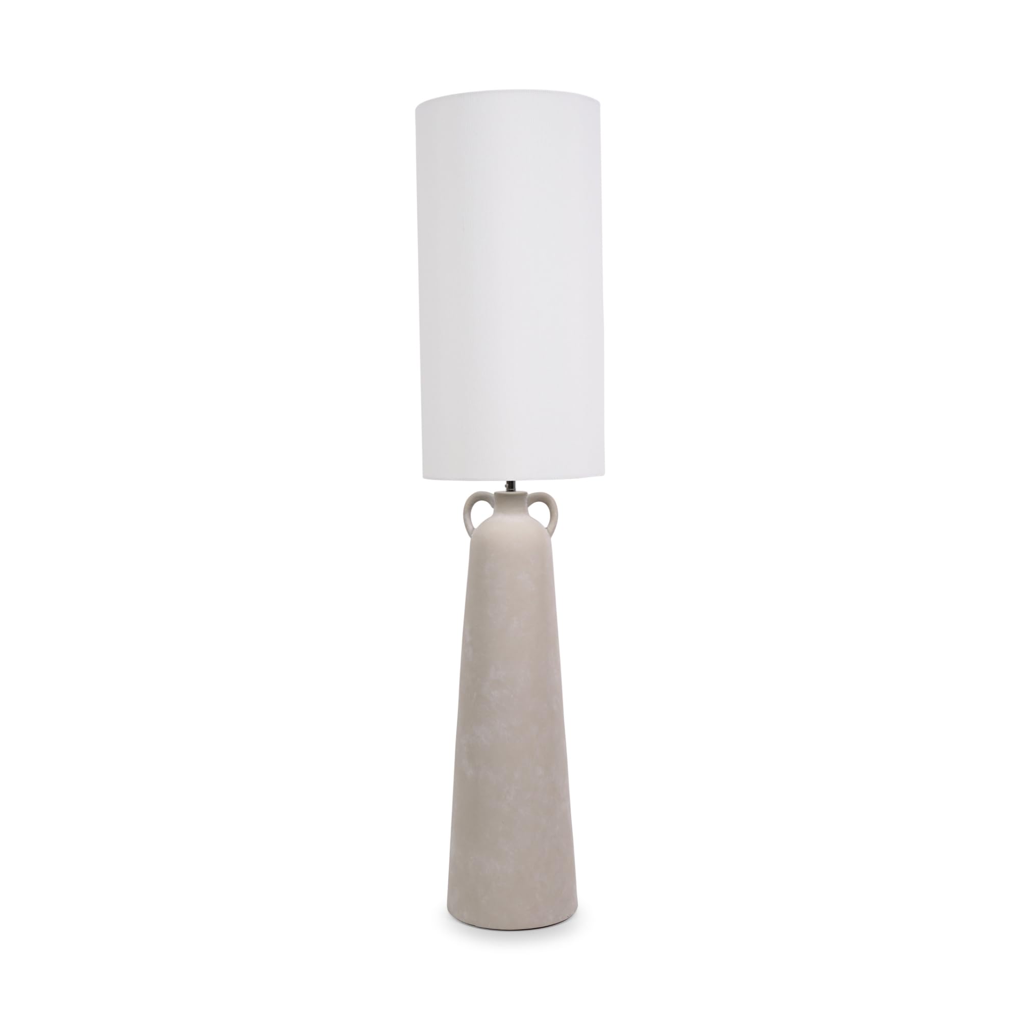 ValueLights Grayson Ceramic Urn Midi LED Floor Lamp - Cream Shade - Modern Organic Style