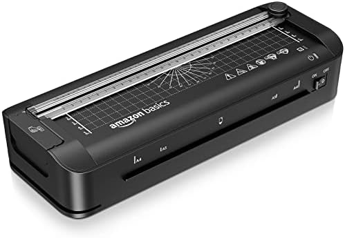 Amazon Basics 3-in-1 A4 Thermal Laminator with Trimming, Punching, Corner Rounding Functions, Includes 10 Pouches, UK Plug