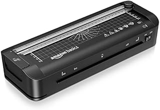 Amazon Basics 3-in-1 A4 Thermal Laminator with Trimming, Punching, Corner Rounding Functions, Includes 10 Pouches, UK Plug