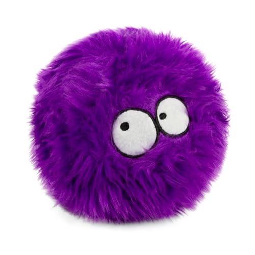 goDog Furballz Squeaky Plush Ball Dog Toy, Chew Guard Technology - Purple, Large