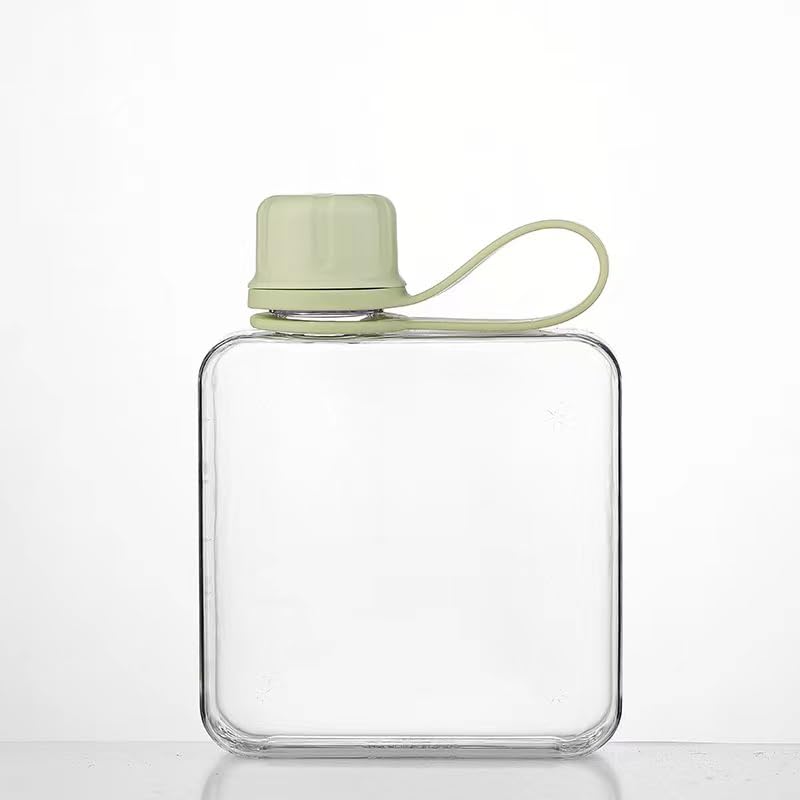 IDIDG Flat Water Bottle Travel Flask Portable 10.5 oz BPA Free Tritan Square Water Bottles Leakproof Slim Water Bottle for Purse Travel Pocket Sports