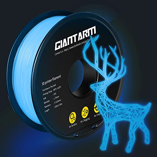 Image of Glow in The Dark Blue PLA Filament 1.75mm, GIANTARM PLA 3D Printer Filament, Dimensional Accuracy + /- 0.03mm, 1kg(2.2lbs) Spool, Fit for Most 3D Printer