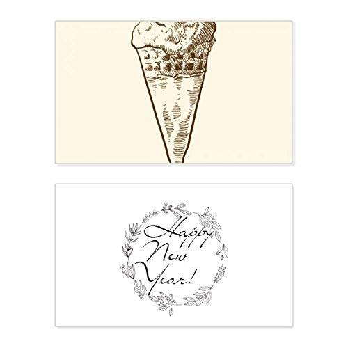 Tarjeta de Año Nuevo con tierno helado tipo sketch para emocionar con un lindo mensaje de bendición