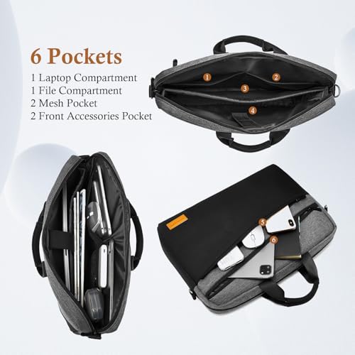 Image of bagasin 15 15.6 16 inch Laptop Computer PC Shoulder Bag Carrying Case, Water-Repellent Fabric Briefcase, Lightweight Toploader, Business Casual or School