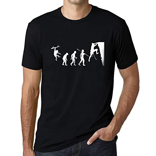 Uomo Maglietta Evoluzione Dell'Arrampicata – Climbing Evolution – T-Shirt Stampa Grafica Divertente Vintage Idea Regalo Originale alla Moda Nero Profondo M