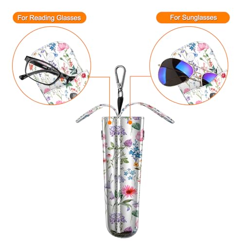 Image of FINTIE Double Glasses Case with Carabiner Hook, Portable Vegan Leather Eyeglass Case Anti-scratch Sunglasses Pouch