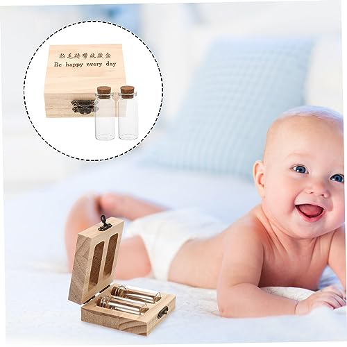 Miniatura 7 de Bestonzon Caja Preservación Del Cordón Umbilical Lanugo Titular Ahorrador Fetal Recuerdo Del Cordón Del Bebé Recuerdo Del Bebé Niño Organizador De Cordón Umbilical Adorable Botella De Madera