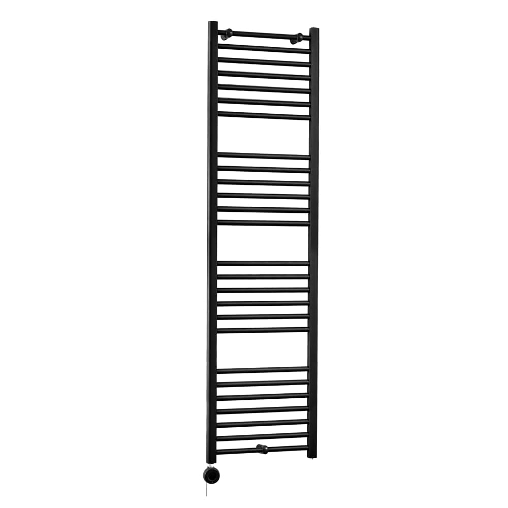 Milano Black Nero 1000W Straight Bar Electric Heated Towel Rail Ecoso Wifi Element - 1800Mm X 500Mm