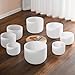 CVNC 432HZ 7-14 Inch Set Of 8 PCS Frosted Chakra Quartz Crystal Singing Bowls for Sound Healing with 2 PCS Travel Carry Case Bag