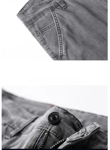 Hndudnff Men Thin Jeans Slim with Pockets Zipper Denim Pants Business Breathable Trousers4