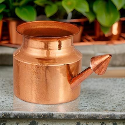 Mrinalini Organic Copper Neti Pot for Yoga Jal Neti, Satvik Movement Certified, 300 ml (300 ml)