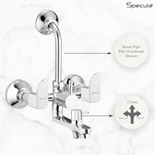 Image of Alive Series Brass, 3-in-1 Wall Mixer with Overhead Shower Set | Multi Flow Hand Shower Set | Mixer Tap For Bathroom | Shower Mixer For Bathroom
