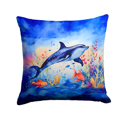 Caroline's Treasures Dolphin Throw Pillow Machine Washable, Indoor Outdoor Decorative Pillow for Couch, Bed or Patio, 18Hx18W
