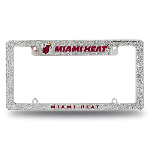 Rico Industries NBA Basketball Miami Heat Silver Chrome All Over Automotive Bling License Plate Frame