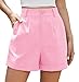 Jouica Womens Casual Cotton Comfy Shorts Elastic Waist Summer Cotton Shorts with Pockets 2024 Fashion Outfits Clothes,Pink,Small