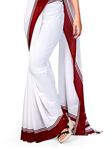 Image of Uniform Sarees Corp Women's Polyester, Cotton Saree With Blouse Piece