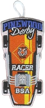 Pinewood Derby Racer Patch - Tiger Retro - Fully Embroidered - ClassB