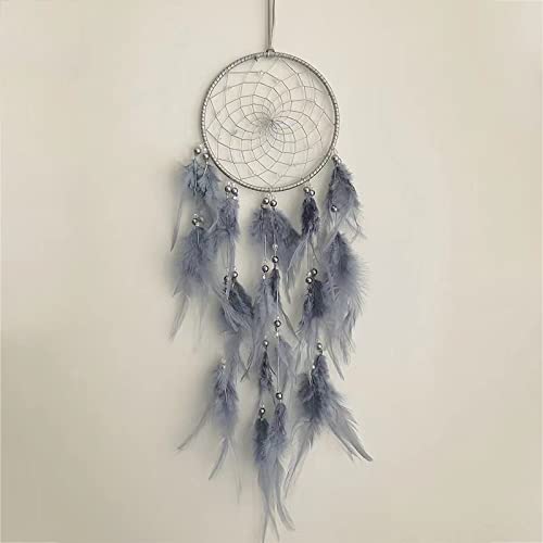 Dream Catcher Girl with Feathers Dream Catcher Gift Room Decorations (Grey)