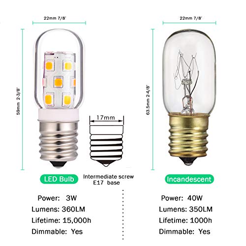 Neanete Led Microwave Light Bulb Over Stove Appliance Replacement 40W Incandescent For Refrigerator, Range Hood E17 Intermediate Base 3W 360Lm Dimmable Warmwhite 3000K Pack Of 2 #TOP2