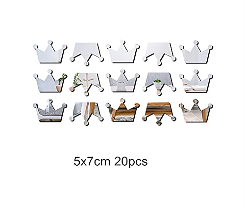 20Pcs Crown Mirror Wall Stickers, Princess Baby Room Wall Decor Mirror Wall Sticker For Kids Rooms, Mirror Crown Wall Decal (Silver Mirror, Acrylic Mirror Material) #TOP2