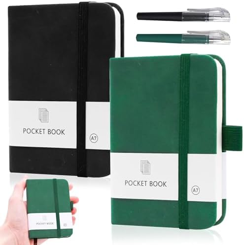 2 Pieces Small Notebook, A7 Notebook Travel Notebook, Pocket Note...