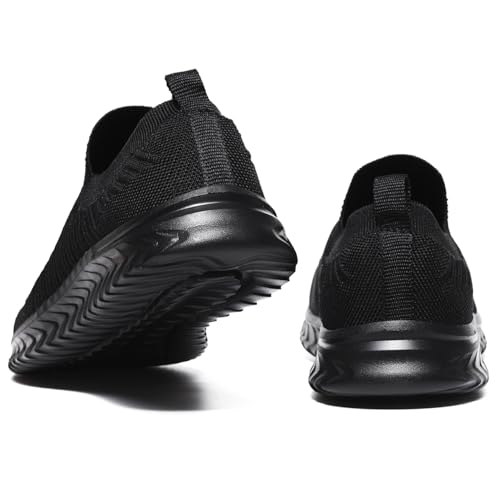 Men's Breathable Knit Walking Tennis Gym Slip On Laceless Sneakers4