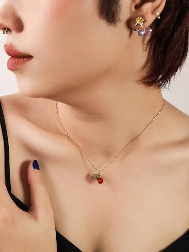 OJERRY Kawaii Cute Dainty Gold Plated Fruit Food Pendant Necklaces, Simple Jewelry Accessories Gifts for Women Girls3