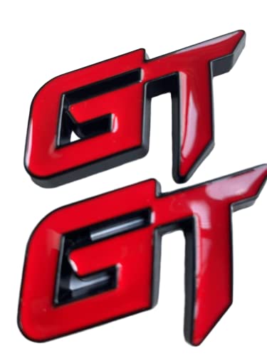 Image of 2X GT Logo Car Emblem 3D Metal Badge Auto Racing Sport Sticker Tourer Decal(Red Black)
