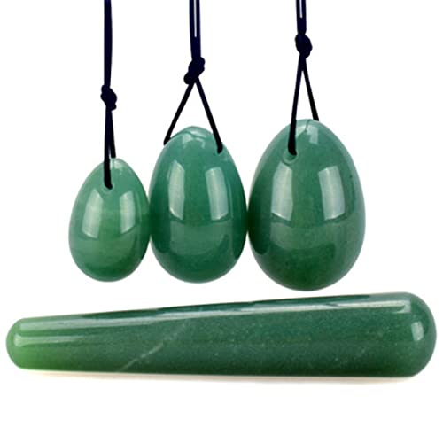 CYLRWSR 4pcs Egg Set Natural Nephrite Jade Massager Rose Quartz Jade Natural Stone for Women Muscle Tightening Drilled Massage Stonefor All Levels of Users Use Yoni Massage Exercise Tools Massager