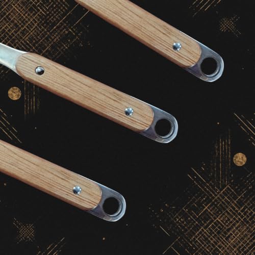 Image of Stainless Steel Slotted Turner Spatula, Professional Food Turner Flipper with Heat Resistant Wooden Handle (A-Ladle+PlainSpatula+SlottedSpatula+Skimmer)